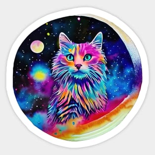 Cat in Space - A World of Dreams painting Sticker